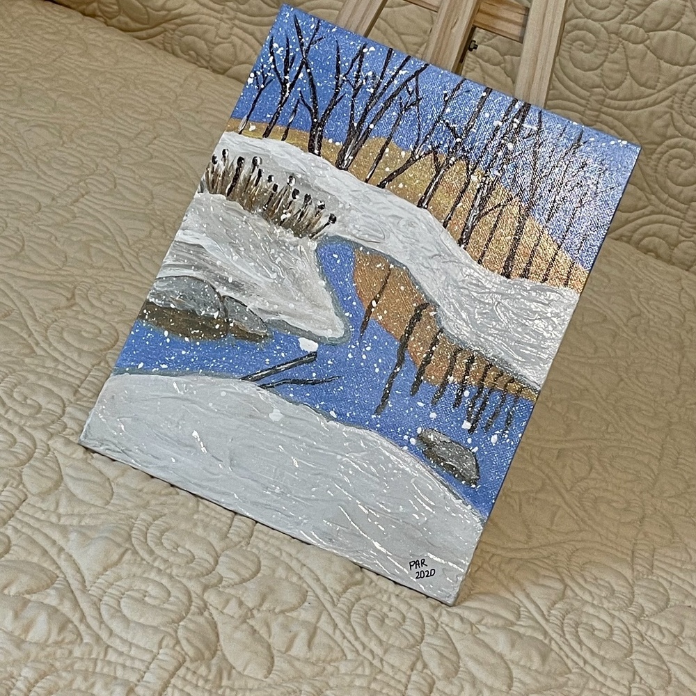 Winter Reflections, 8x10, Textured Acrylic Painting